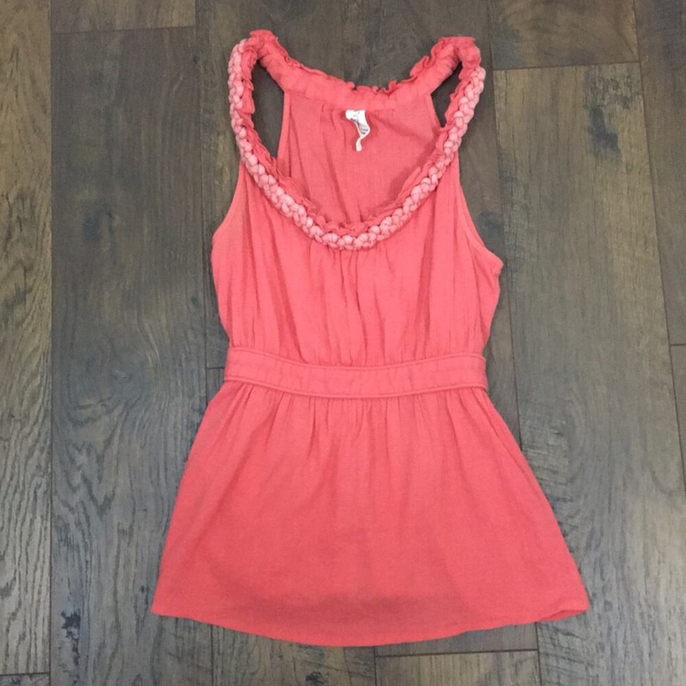 Anthropologie Floreat Athena Pink Braid Crepe Tank